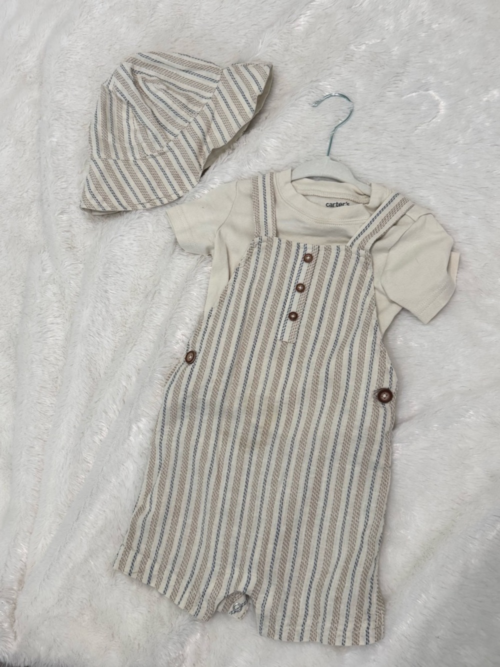 Carter's Cream Striped Romper Set